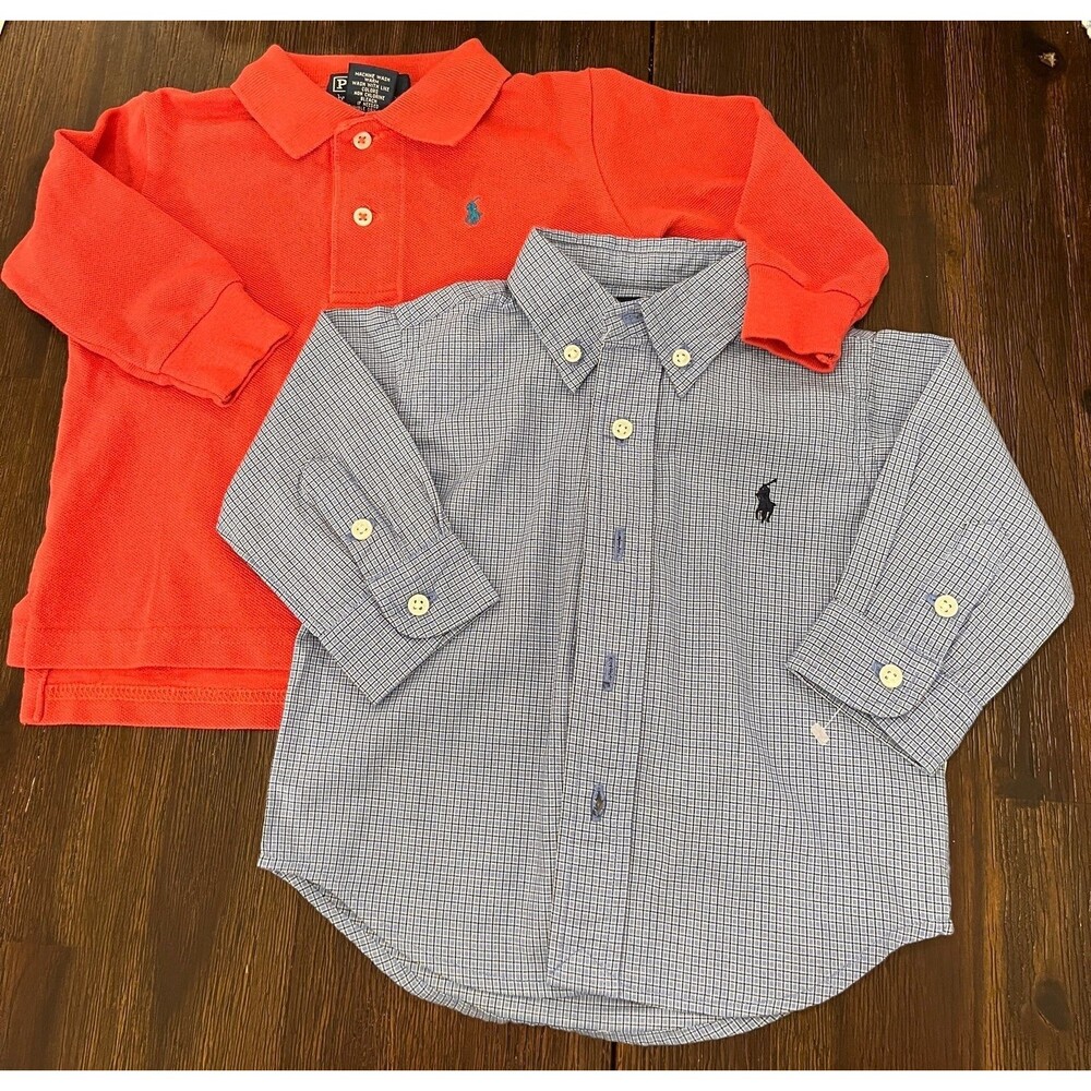 NWT Boys Ralph Lauren 2pk Shirts - Dress Shirt and Long Sleeved Polo